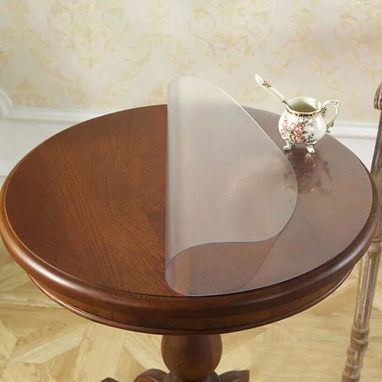 Protection de table ronde transparente en PVC Nappe en verre étanche