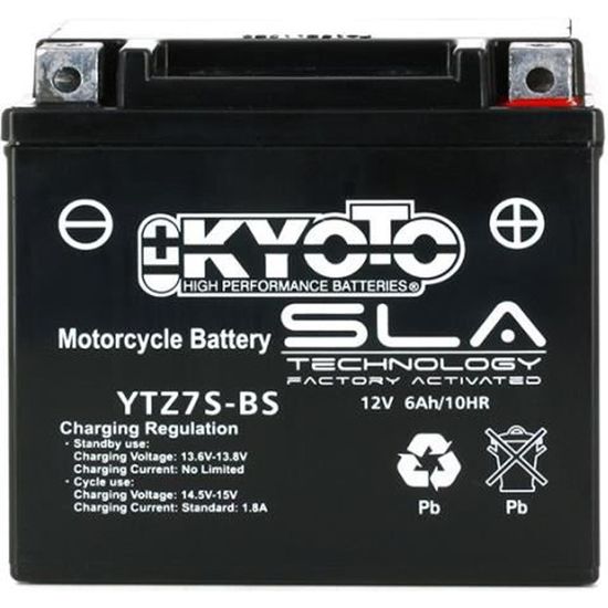 Batterie Kyoto pour Moto Honda 125 Vt C Shadow 2001 à  2008 YTZ7S-BS / 12V 6Ah