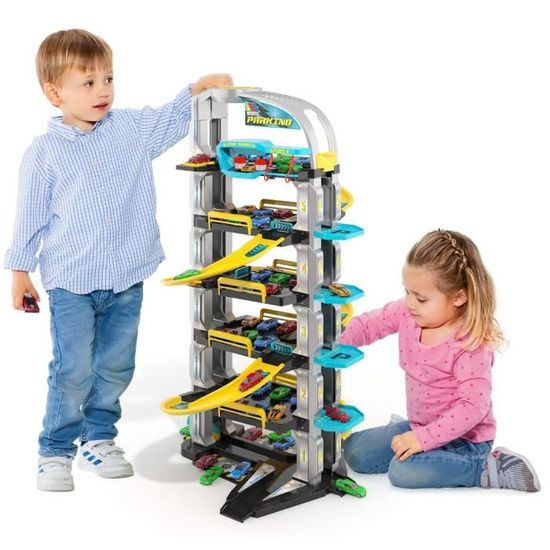 Garage à Étages Pour Voitures – Avec Rampe Et Ascenseur – 25 X 45 Cm – Structure ABS – Jeu Interactif Dès 3 Ans