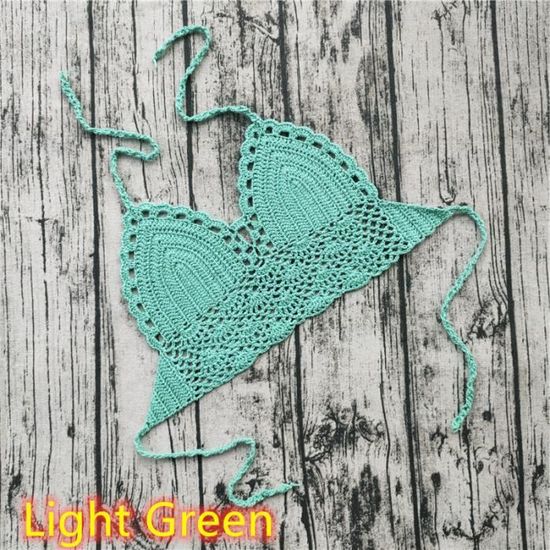 Haut De Bikini Crochet Guru Shop - Style Hippie Flower Power - Coton Noir - Taille 36/38