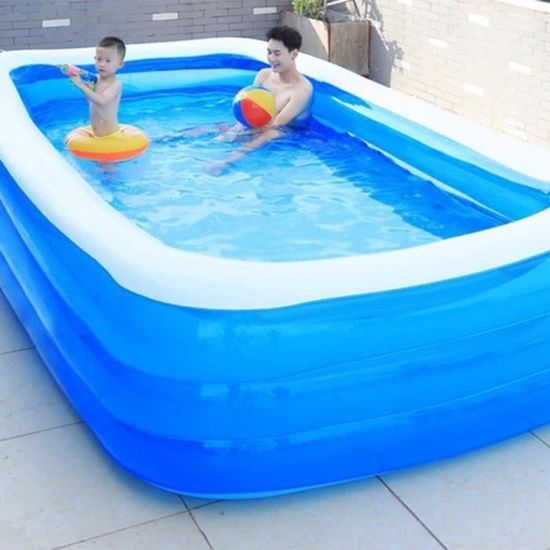 piscine gonflable deluxe bleue rectangulaire 180 140 75cm cdiscount jeux jouets