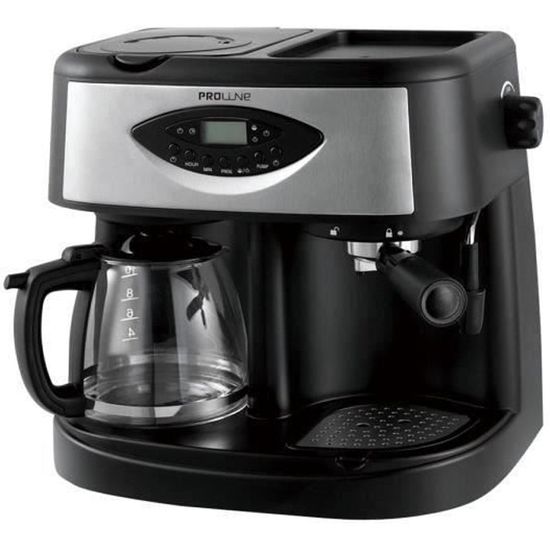 Proline CBE16 Machine à café avec machine à filtre et buse vapeur "Cappuccino" 15 bar 10 tasses noir - argent
