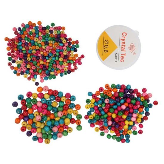 Feelairy 600 Perles En Bois Colorées, Boules En Bois De 8 Mm Pastel