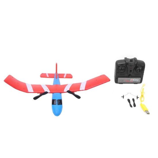 Avion RC Télécommandé – Planeur 2 Vitesses Avec Lumières LED, Vol Extérieur, Cadeau Garçon (Rouge, 1 Batterie Incluse)