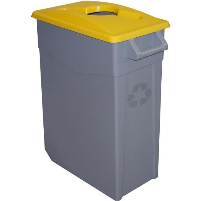 DENOX Poubelle conteneur roulante 65 litres plastique couvercle ouvert  jaune - Cdiscount Maison
