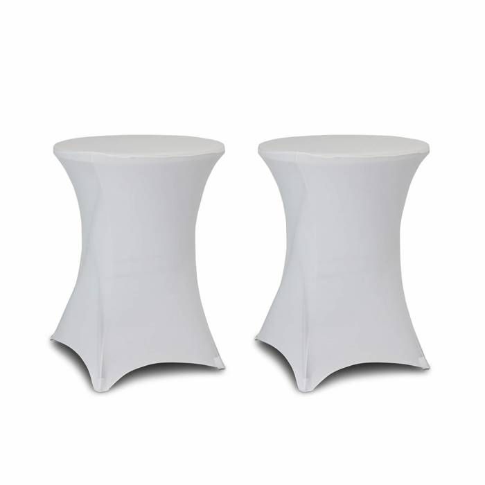 Lot de 2 housses – GALA – Housses pour mange-debout Ø80cm, polyester, blanc