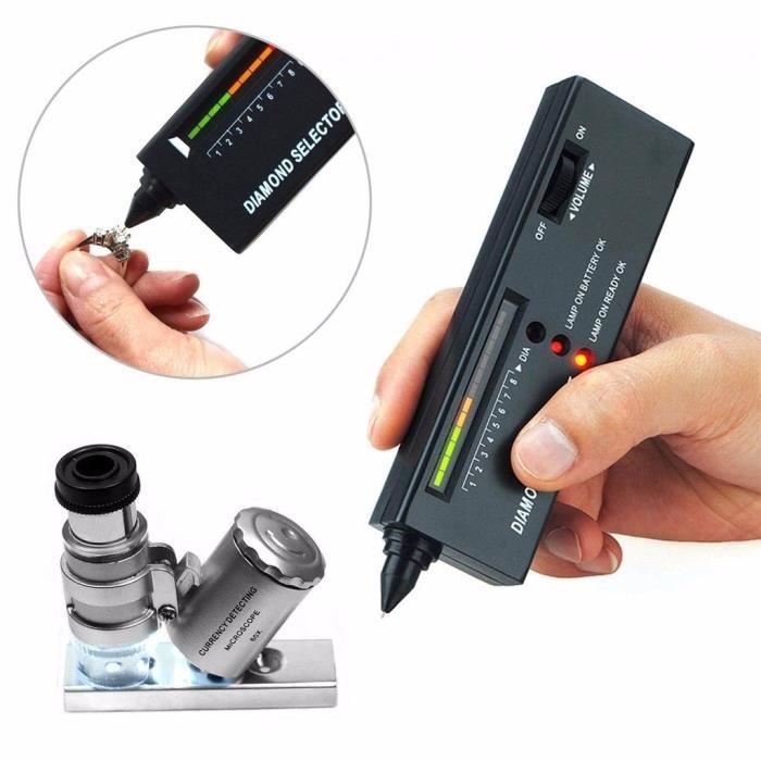 Jeweller Diamond Tool Kit: Testeur de diamant portable - Loupe lumineuse 60X
