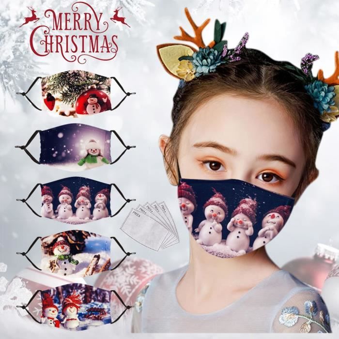 Masques imprimés pour enfants 5PC avec 5 filtres et sangles d'oreille réglables ajoutent une bande de nez GYQ200907011_Bluerened