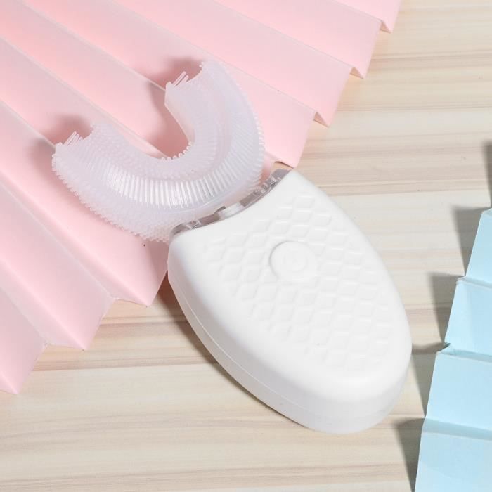 Brosse de blanchiment des dents électrique forme de U rechargeable en silicone à ultrasons(Blanc)-MEN