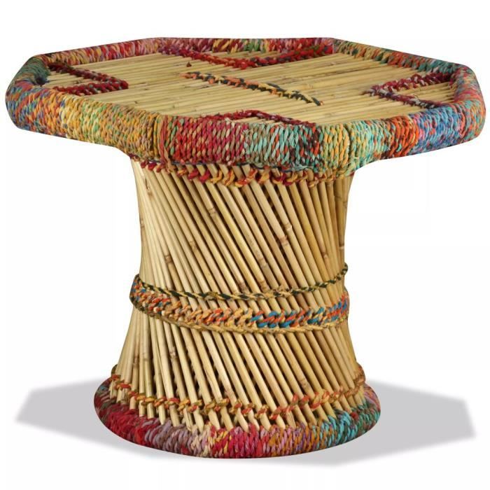Nouveau Table basse Bambou avec Détails Chindi Multicolore-MEY
