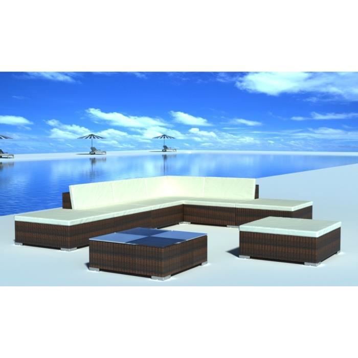 P124 Salon de jardin 20 pieces marron en polyrotin