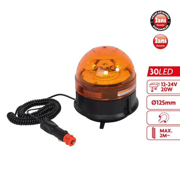 Gyrophare LED Homologué 12V - 24V magnétique allume cigare