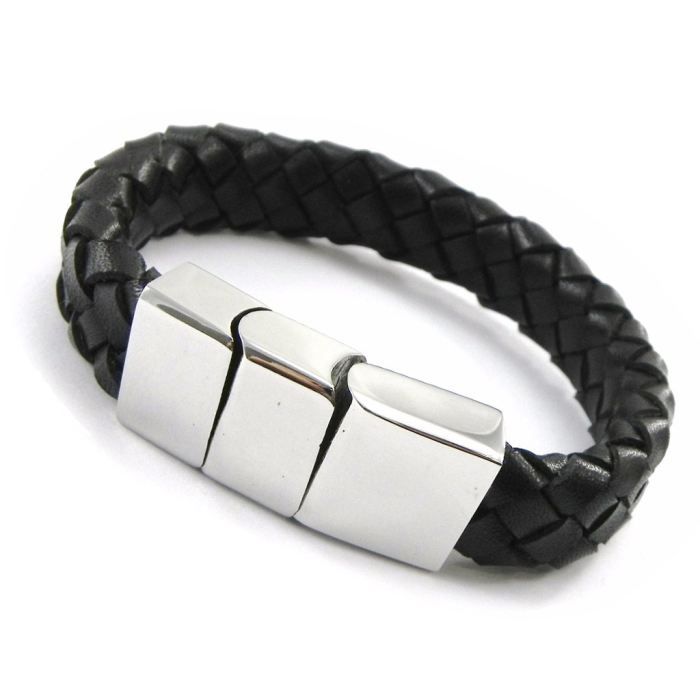Bracelet Homme -Tony- Cuir / Acier
