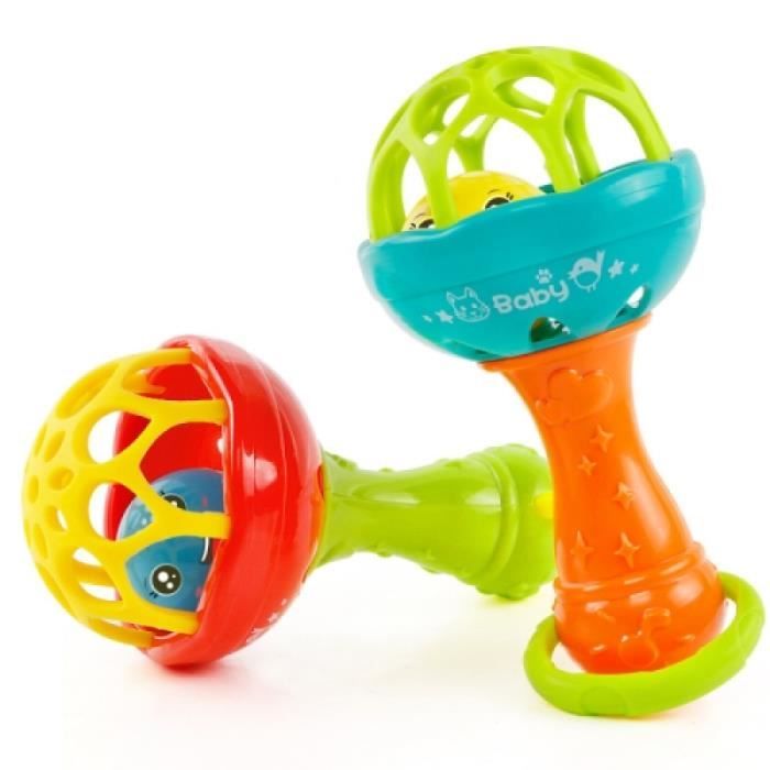 Pack Materiel Eveil - Bébé hochets jouet intelligence saisissant les gencives en plastique main hochet jouet éducatif drôle couleur