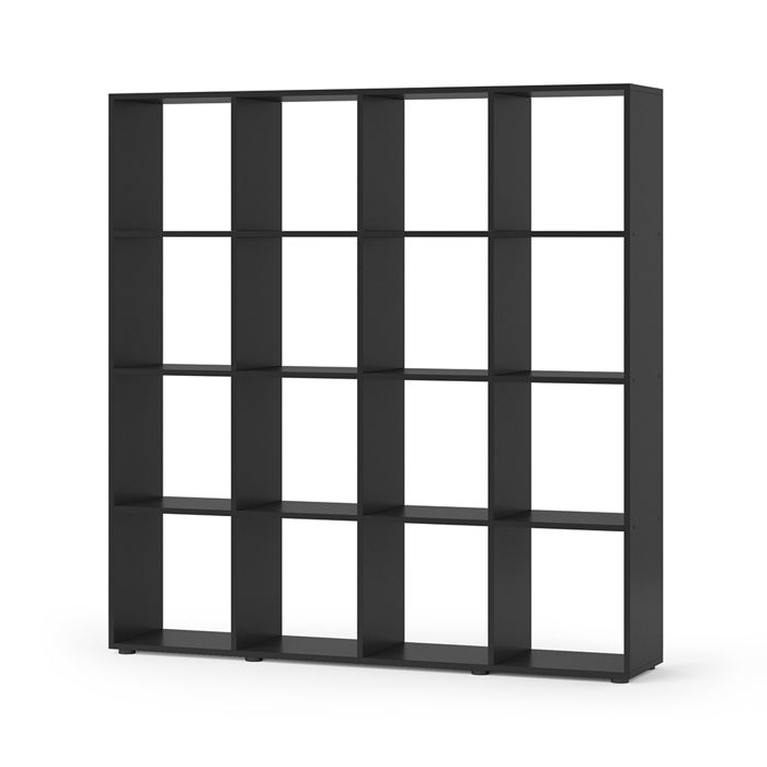 Vicco Cloison pour bibliothèque en bois étagère à 16 compartiments noir