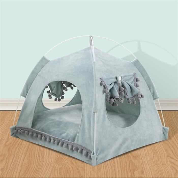 Corbeilles,Pliable tente pour animaux de compagnie maison respirant impression chiot chat lit maison Portable - Type Soft green-XL