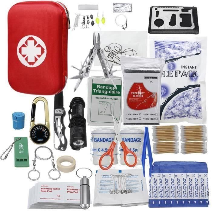 241 en 1 Kit de Survies SOS d'urgence Equipement Camping Exterieur Randonnée Voiture Ro48456