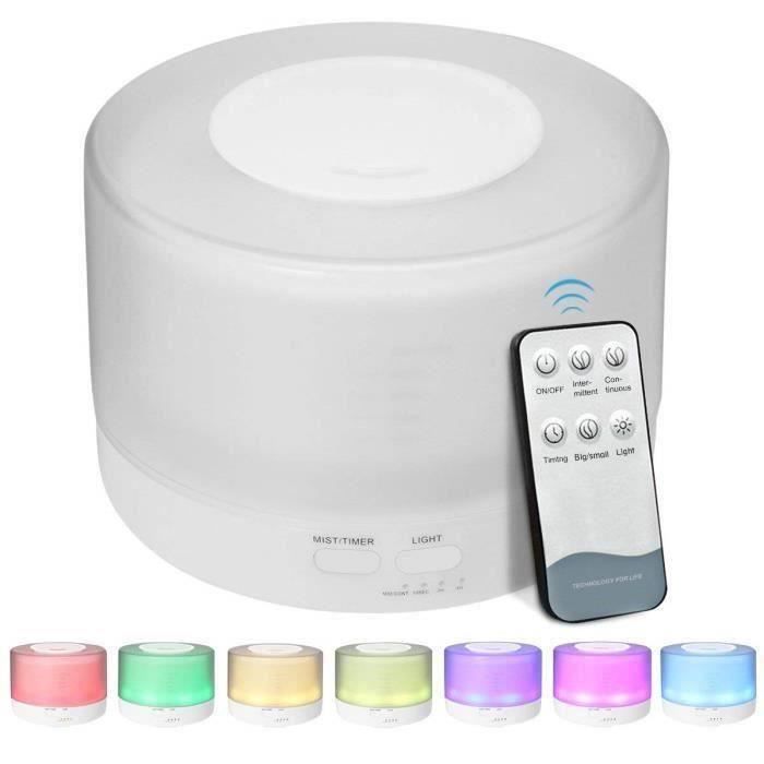 Avec télécommande Kingcrown diffuseur d'huile essentielle 500ML, diffuseur d'humidificateur d'air à ultrasons 7 couleurs LED pour