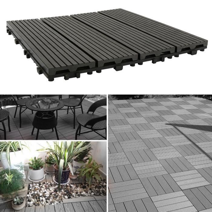 Dalles de Terrasse HAUTE QUALITÉ!!! (11 Pièces 30 x 30 cm, NOIR) Jardin, Terrasse, Balcon