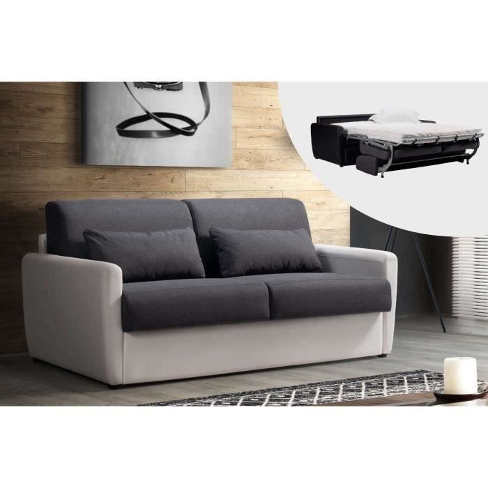 Paris - Canapé 3 places convertible - ouverture express - couchage quotidien Couleur - Blanc / Gris