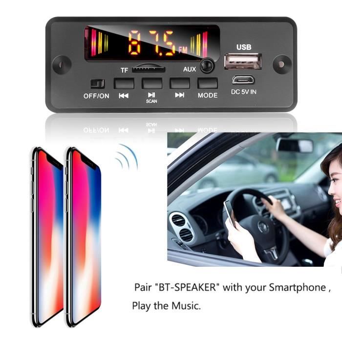 Boîte de décodeur MP3 Autoradio Bluetooth 5.0, lecteur Mp3, carte décodeur 5V 32V, sans fil, récepteur Audio,