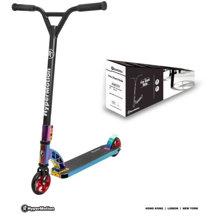 HyperMotion Trottinette Enfant Freestyle 360° + 8 ans Skate - Roues 110 mm ALU- Max 100 kg- Plate-forme Antidérapant- Frein à Pied