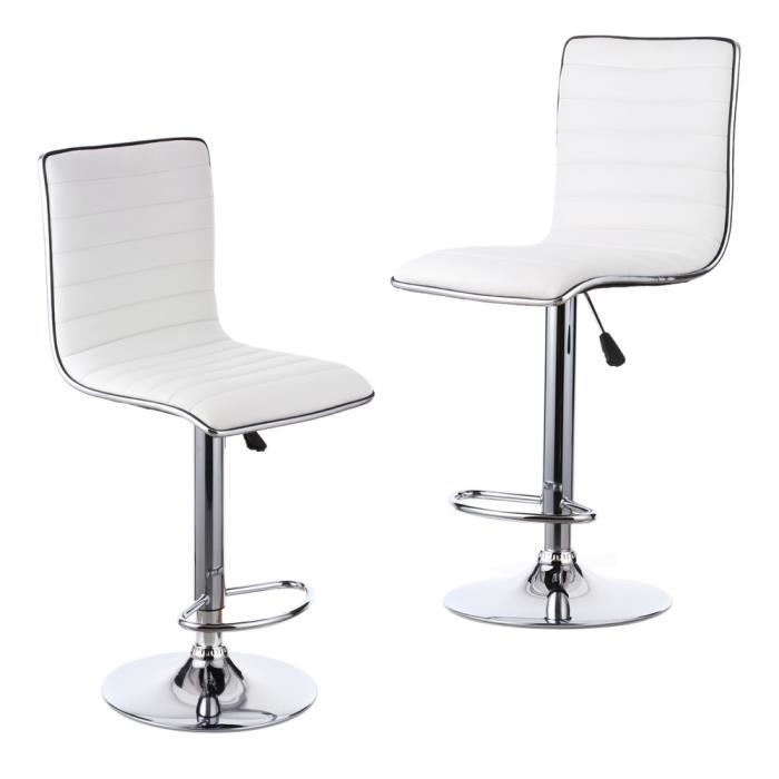 iKayaa 2PCS Tabourets Chaises Hauteur ajustable PU bar cuir pneumatiques pour Pub Barstools robuste