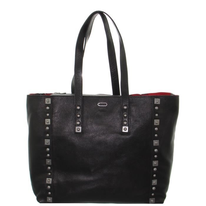 Sac Ikks porté épaule cuir ref_48730 02 Noir 35*31*13