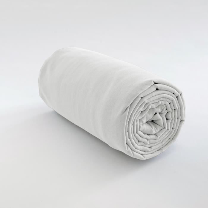 DRAP HOUSSE COTON UNI BLANC Les Ateliers du Linge 180 X 200