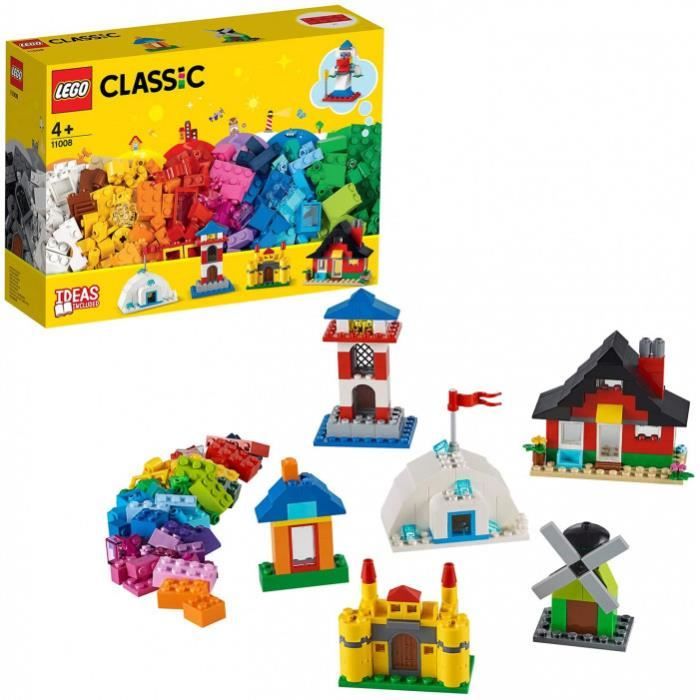 11008 classic briques et maisons, set de construction, jeu éducatif pour enfants dès 4 ans avec 6 modèles faciles