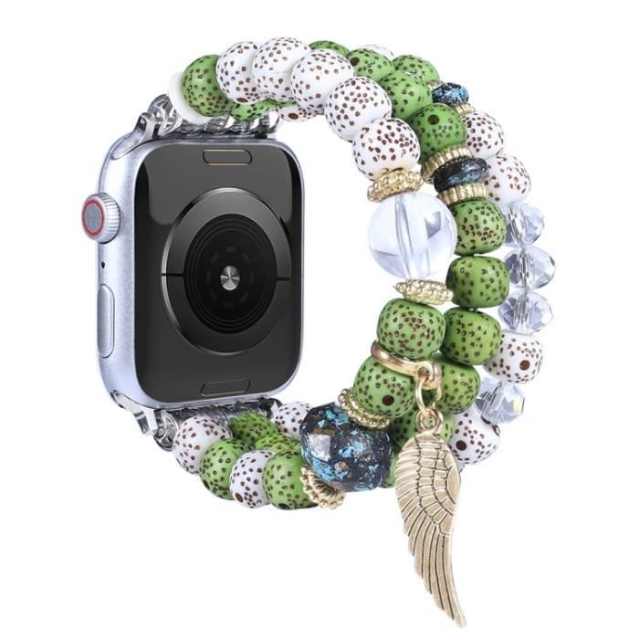 Dream Wing Series Perles Multicolores Bracelet Pour Apple Watch Series 7 41Mm-Série 6-5-4-Se 40Mm Series 3-2-1 38Mm - Vert Blanc