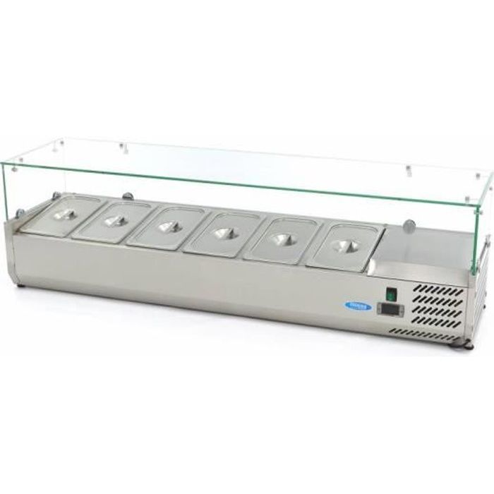 Saladette à poser refrigérée avec vitre / 150 cm / GN 1/3