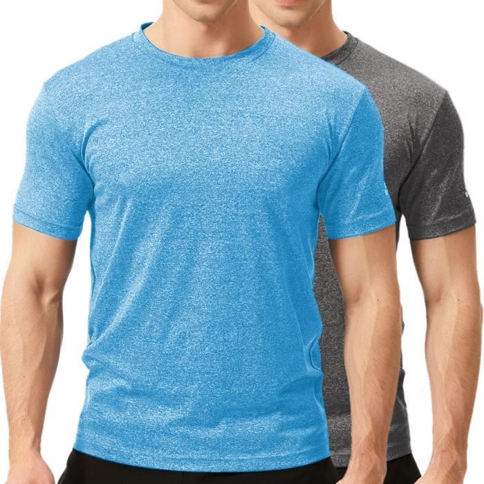 T-shirt Sport Anti-Transpirant Texfit (Lot de 2) - Maillot Respirant Manches Courtes Homme pour Entrainement, Running, Fitness, Gym