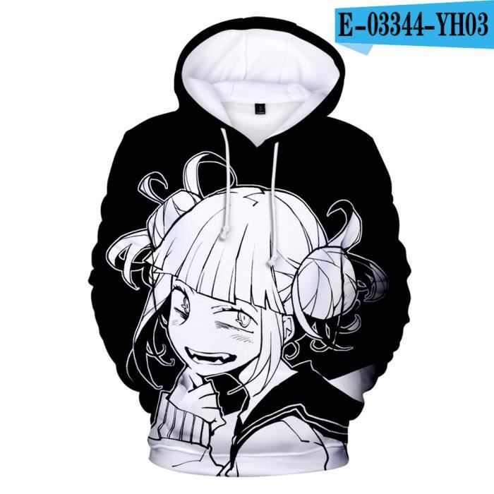 3D Pleine Impression Sweat à Capuche,Dessin animé animé chaud Himiko Toga sweat à capuche pour homme femmes sweats 3D gris sweat Hi
