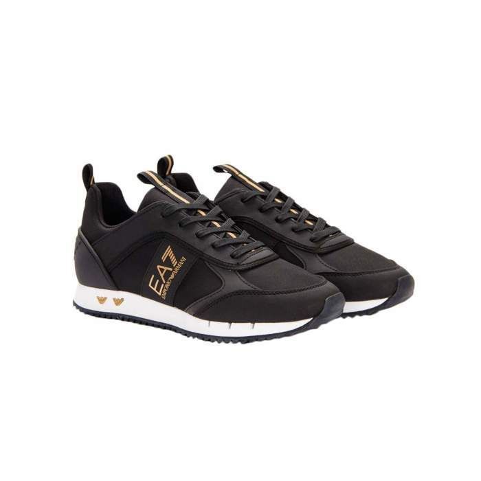 EA7 Pour des hommes Baskets synthétiques à logo latéral, Noir