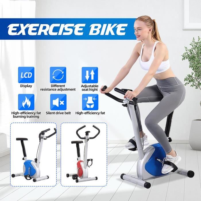 NEUFU Vélo d'Appartement LED avec Pulsation Cardiaque Masse d'inertie : Max120KG - Bleu 48x58.5x106cm