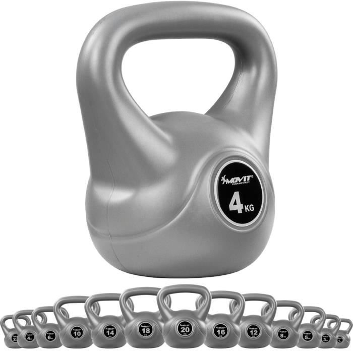 MOVIT Kettlebell plastique 4 kg - Gris