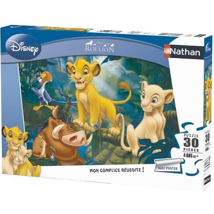 LE ROI LION Puzzle 30 pièces - Simba & Co. - Nathan - Puzzle Enfant + Poster - Dès 4 ans