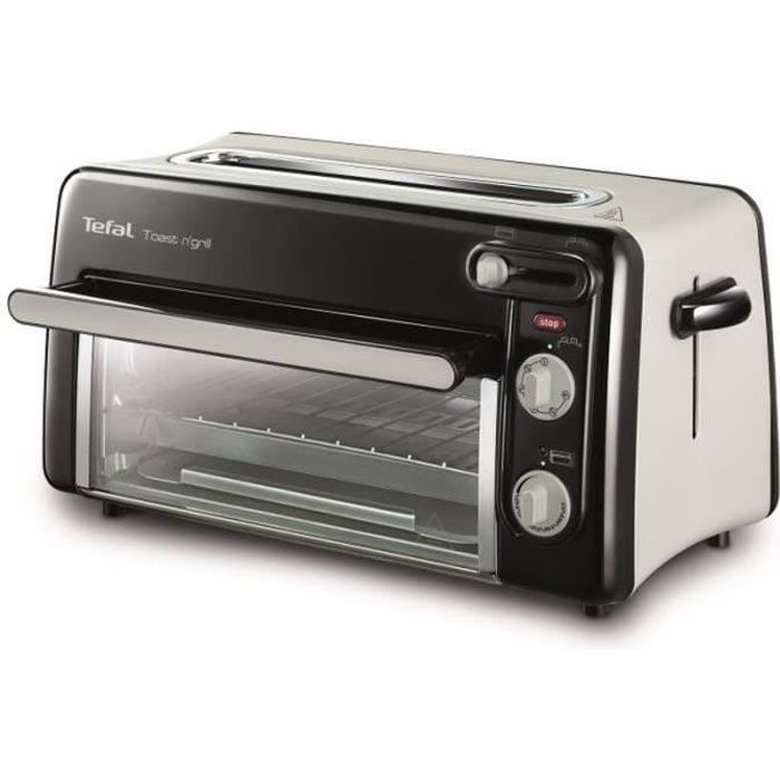 GRILLE-PAIN - TOASTER TEFAL TL600830 TOAST N’GRILL 2 en 1 Grille-pain longue fente 26 cm Remonte haute du pain Mini four 210