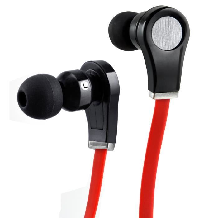 TRIXES Ecouteurs à câbles plats d’isolation et d’annulation du bruit intra auriculaires avec fonction de microphone et de réponse