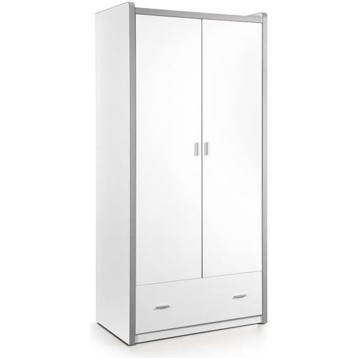 BONNY Armoire de chambre enfant style contemporain blanc - L 101 cm