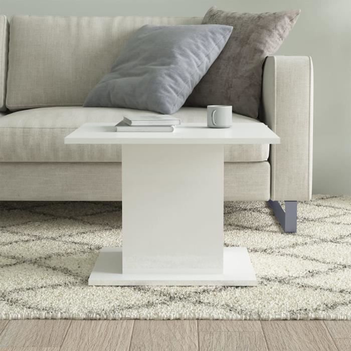 FHE - Meubles - Table basse Blanc brillant 55,5x55,5x40 cm Aggloméré - DX1200