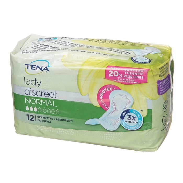 Serviettes hygiéniques pour fuites urinaires TENA - Incontinence légère - Lot de 12