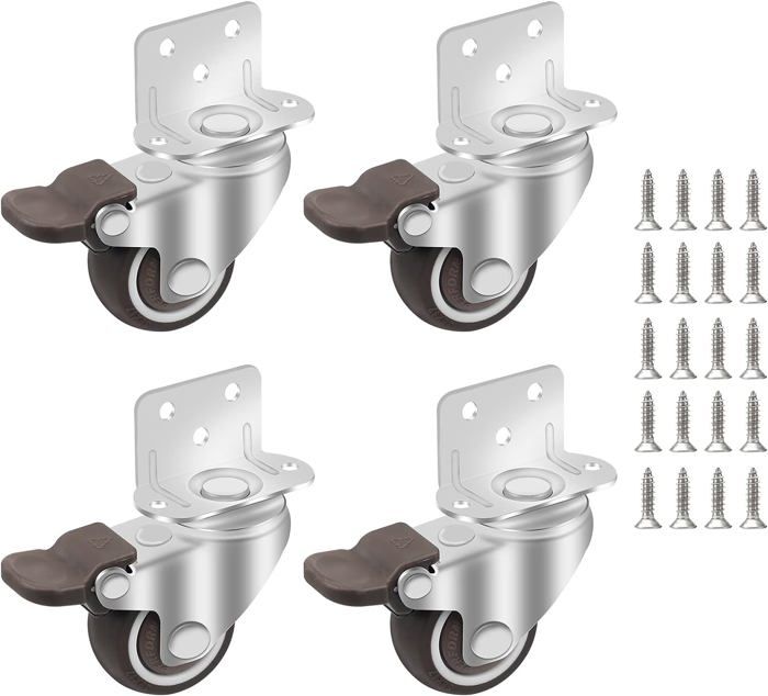 5 Roulettes Pivotantes 50mm Pour Meubles - Caoutchouc Silencieux, Vis 10x15mm, Charge 10kg Par Roue, Remplacement Chaise Bureau - 11