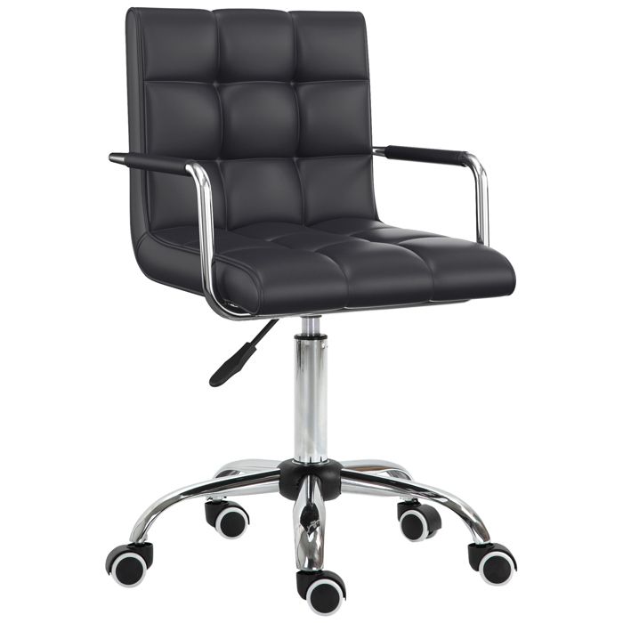 Chaise de bureau - HOMCOM - pivotant - hauteur réglable - revêtement synthétique - capitonné - noir