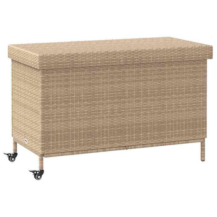 vidaXL Boîte de rangement de jardin et roues résine tressée boîte de rangement dextérieur rangement de coussins de 4103829