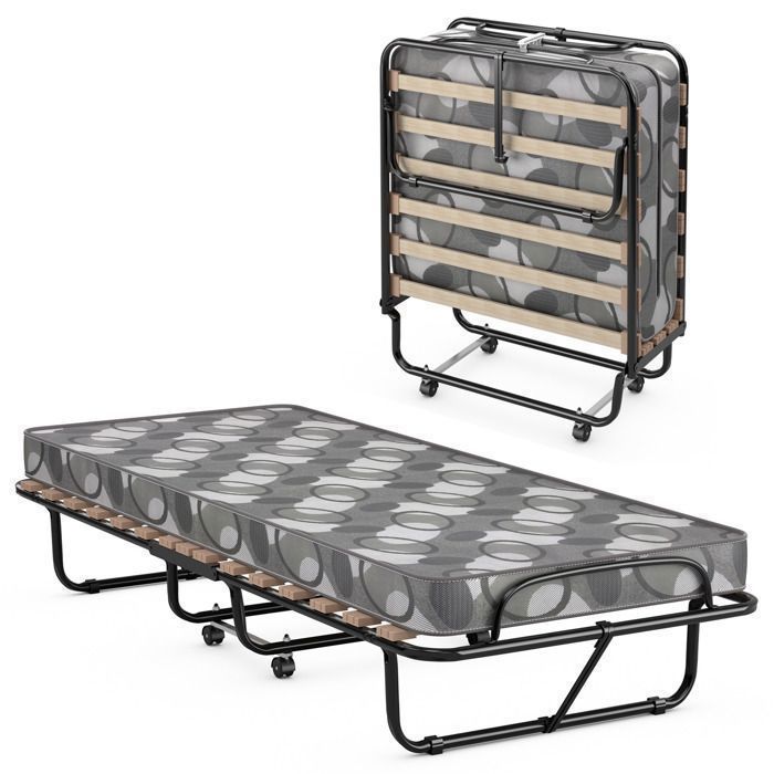 Lit Pliant 1 Personne Adulte 190 x 80 cm COSTWAY 4 Roulettes Sommier à 15 Lattes Matelas en Mémoire 6 5 cm Charge 130 kg Gris Lit Pliant 1 Personne Adulte 190 x 80 cm COSTWAY 4 Roulettes Sommier à 15 Lattes Matelas en Mémoire 6 5 cm Charge 130 kg Gris
