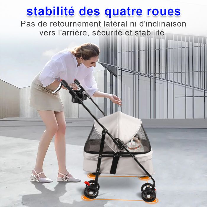 Comparer les prix de SUPFINE Poussette pliable pour animal de compagnie, Fenêtre en Filet, Poussette pour Petits Chiens et Chats, Jusqu'à 20 kg, Beige