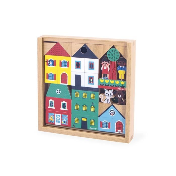 Set de 36 Cubes en Bois Massif - Thème Ville - Idéal Complément Tapis de Voiture - Jouet de Construction - Bois FSCTM - Dès 2 Ans Set de 36 Cubes en Bois Massif - Thème Ville - Idéal Complément Tapis de Voiture - Jouet de Construction - Bois FSCTM - Dès 2 Ans