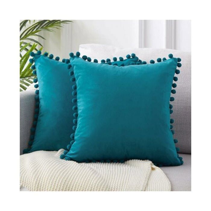 Lot de 2 Housse Coussin 45x45 Bleu Canard Canape Decoratif Housse de Coussin Velours Doux Decoration Salon Chambre Aesth Étiquette
